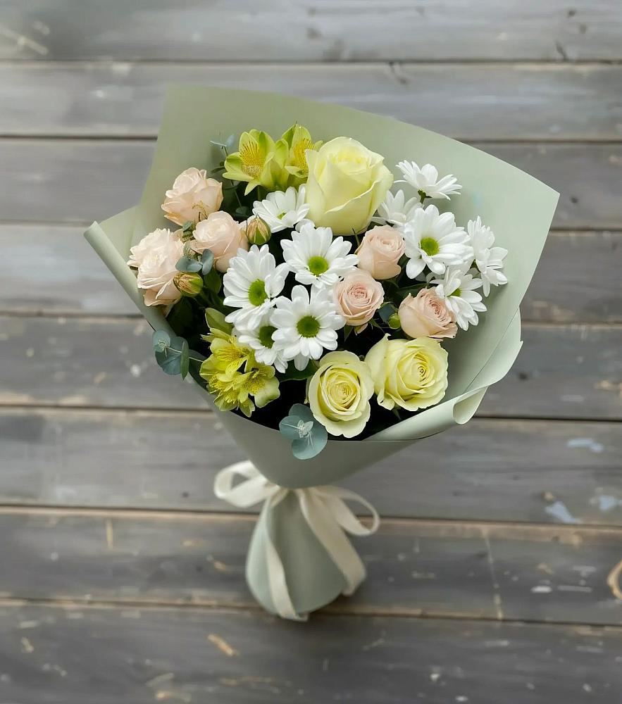 Букет цветов из: Альстромерии, Розы и Хризантемы в Николаевске-на-Амуре