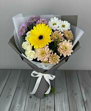 Букет цветов из:  Розы, Герберы и Хризантемы в Николаевске-на-Амуре