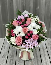Букет цветов из:  Альстромерии, Гвоздики, Розы и Хризантемы #REPLACE_PRED# Николаевске-на-Амуре